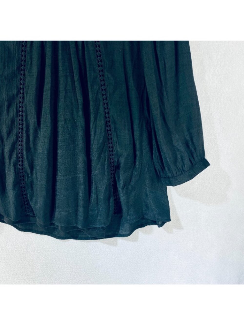Anthropologie Figueroa & Flower Top Womens L Black Crochet Blouse Whimsygoth - Picture 2 of 11